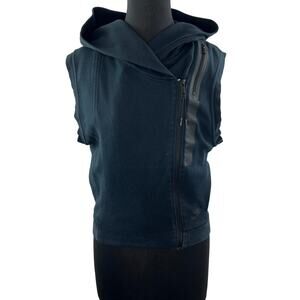 NIKE Womens Black Tech Fleece Side Zip Sleeveless Hooded Vest w/ Pockets Size XS